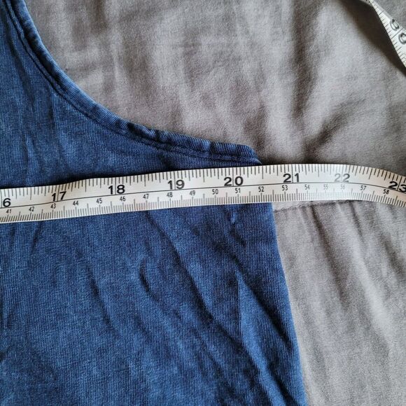 Anthropologie Eri + Ali Tank Top Xl Crochet Trim Tunic Racerback Blue Boho Flowy - Picture 5 of 8